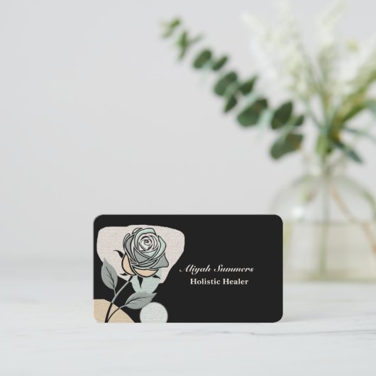 Boho Artistic Rose Meditative Business Card 名刺 (スタンド正面)