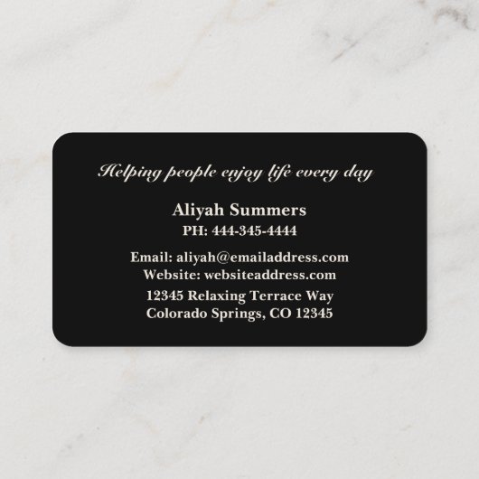 Boho Artistic Rose Meditative Business Card 名刺 (裏面)