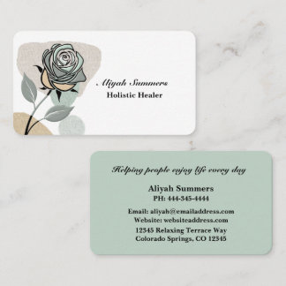 Boho Artistic Rose Meditative Business Card 名刺