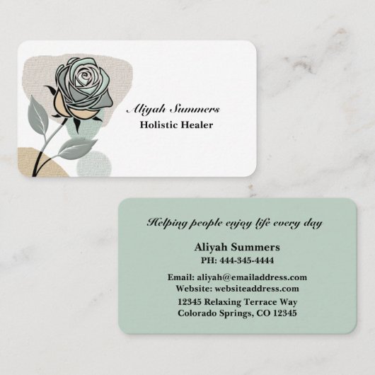 Boho Artistic Rose Meditative Business Card 名刺 (正面/裏面)