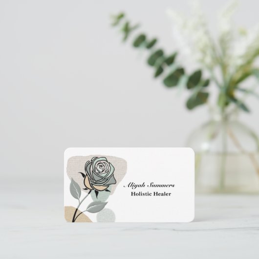 Boho Artistic Rose Meditative Business Card 名刺 (スタンド正面)