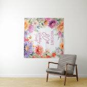 Boho Aster Flowers Floral 80th Birthday Party タペストリー (インサイチュ(横))