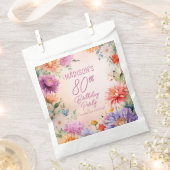 Boho Aster Flowers Floral 80th Birthday Party フェイバーバッグ (クリップ留めされた状態)