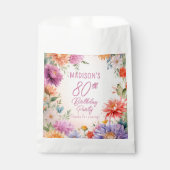 Boho Aster Flowers Floral 80th Birthday Party フェイバーバッグ (正面)
