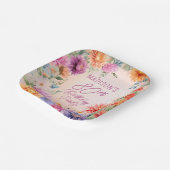 Boho Aster Flowers Floral 80th Birthday Party ペーパープレート (傾斜あり)