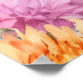 Boho Aster Flowers Floral 80th Birthday Party ポスター (角)