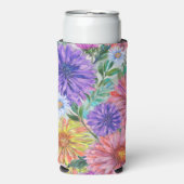 Boho Aster Flowers Floral Garden Party スリム缶クーラー (Seltzer正面)