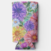 Boho Aster Flowers Floral Garden Party スリム缶クーラー (正面)