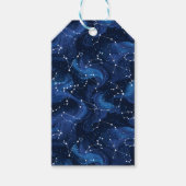 Boho Astrology Zodiac sign pattern on blue ギフトタグ (正面)