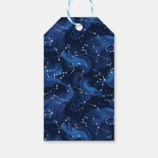 Boho Astrology Zodiac sign pattern on blue ギフトタグ
