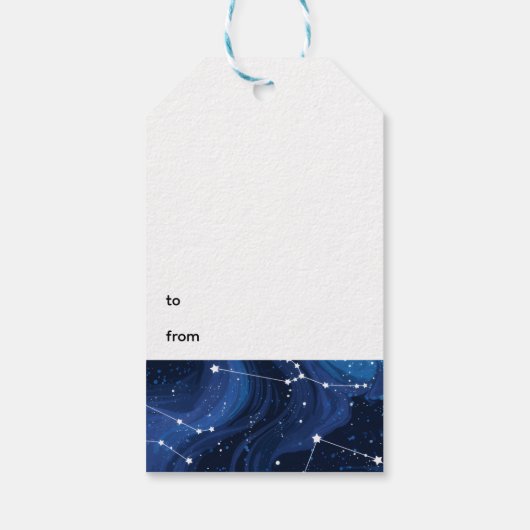 Boho Astrology Zodiac sign pattern on blue ギフトタグ (裏面)