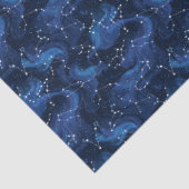 Boho Astrology Zodiac sign pattern on blue 薄葉紙 (詳細)