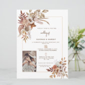 Boho Autumnフォト結婚式招待状。 招待状 (スタンド正面)