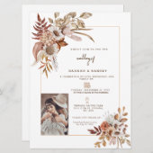 Boho Autumnフォト結婚式招待状。 招待状 (正面/裏面)