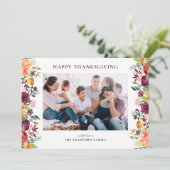 Boho Autumnフローラフレーム写真ハッピー感謝祭 シーズンカード (スタンド正面)