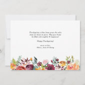 Boho Autumnフローラフレーム写真ハッピー感謝祭 シーズンカード (裏面)