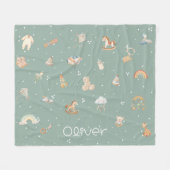 Boho Autumn Baby Shower Fleece Blanket フリースブランケット (正面(横))