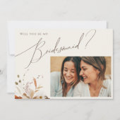 Boho Autumn Beige写真Bridesmaid Proposal Card 招待状 (正面)