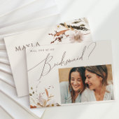 Boho Autumn Beige写真Bridesmaid Proposal Card 招待状