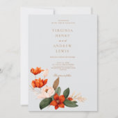 Boho autumn bouquet with fiery tulips and white fl 招待状 (正面)