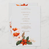 Boho autumn bouquet with fiery tulips and white fl 招待状 (正面/裏面)