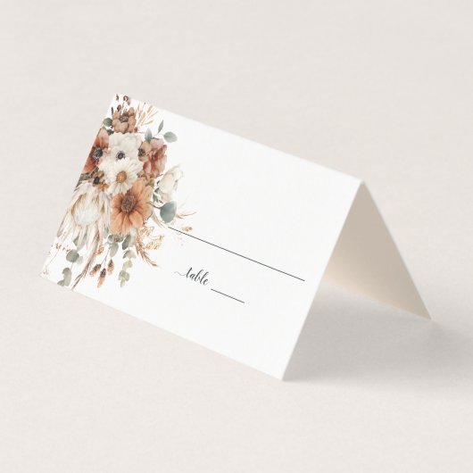 Boho Autumn Dried Flowers | Place Card (正面)