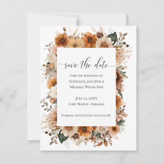 Boho Autumn Dried Flowers | Save the Date (正面)