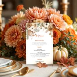 Boho Autumn Dried Flowers Wedding | Menu 招待状