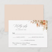 boho autumn fall florals meal choice RSVP card (正面/裏面)