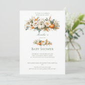 Boho Autumn Floral Arrangement Baby Shower 招待状 (スタンド正面)