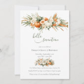 Boho Autumn Floral Arrangement Birthday 招待状 (正面)