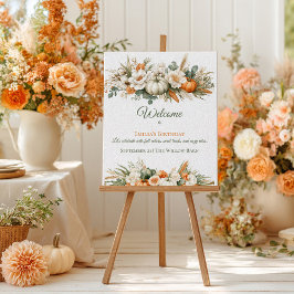 Boho Autumn Floral Arrangement Birthday Welcome ポスター