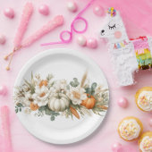 Boho Autumn Floral Arrangement Paper Plate ペーパープレート (パーティー)