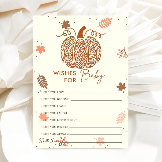 Boho Autumn Pumpkin Wishes For Baby Shower Game Ca 招待状