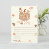 Boho Autumn Pumpkin Wishes For Baby Shower Game Ca 招待状 (スタンド正面)