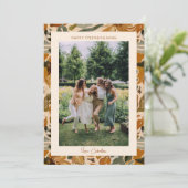 Boho Autumn Terracottaフローラ写真Friendsgiving シーズンカード (スタンド正面)
