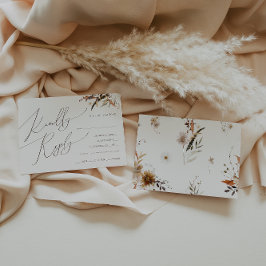 Boho Autumn Wildflower Beigeメニュー選択RSVPカード 出欠カード