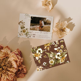 Boho Autumn Wildflower Photo Save the Date セーブザデート