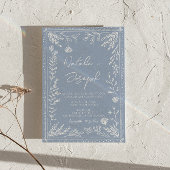 Boho Azure Blue Floral Botanical Modern Wedding 招待状