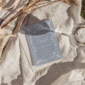 Boho Azure Blue Floral Botanical Photo Fun Wedding 招待状