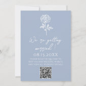 Boho Azure Blue Floral Botanical QR Code Wedding 招待状 (裏面)