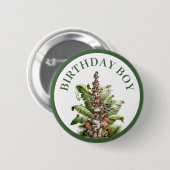 Boho Baby Animal Safari Birthday 缶バッジ (正面&裏面)