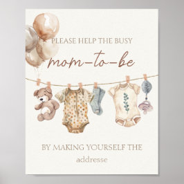 Boho Baby Clothes忙し Mom-to-Be-Address ポスター
