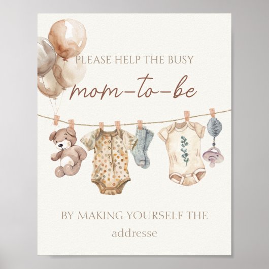 Boho Baby Clothes忙し Mom-to-Be-Address ポスター (正面)