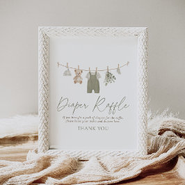 Boho Baby Clothes Baby Shower Diaper Raffle Sign ポスター