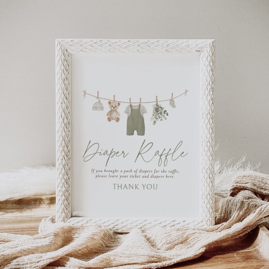Boho Baby Clothes Baby Shower Diaper Raffle Sign ポスター