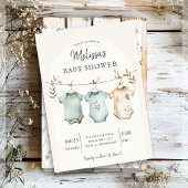 Boho Baby Clothes on a Line Baby Shower 招待状