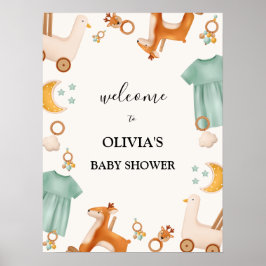 Boho Baby Girl Cloths Baby Showerウェルカムサイン ポスター