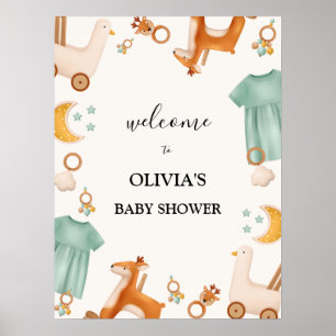 Boho Baby Girl Cloths Baby Showerウェルカムサイン ポスター