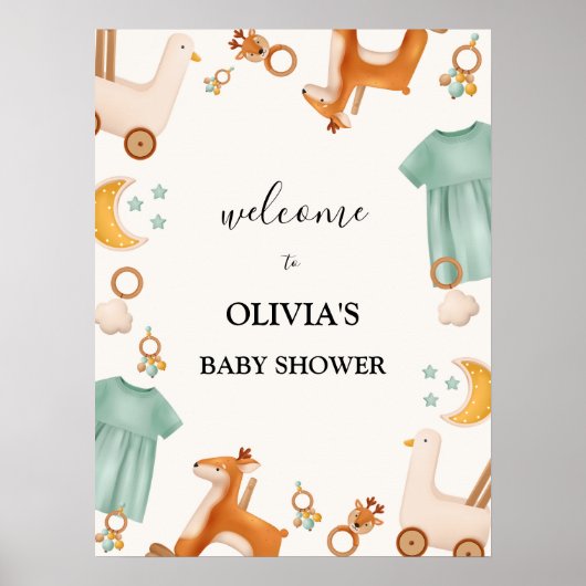 Boho Baby Girl Cloths Baby Showerウェルカムサイン ポスター (正面)